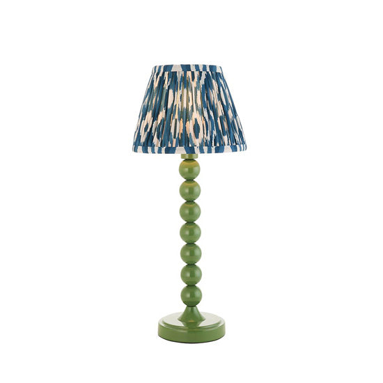 Higgledy And Ikat 20cm Marlin Blue Shade Table Lamp With High Gloss Cotswold Green Base