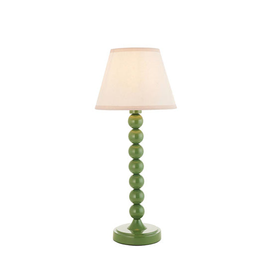 Higgledy And Ivy 20cm Vintage White Shade Table Lamp With High Gloss Cotswold Green Base