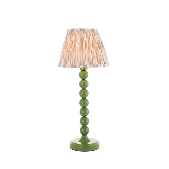 Higgledy And Ikat 20cm Neutral Shade Table Lamp With High Gloss Cotswold Green Base