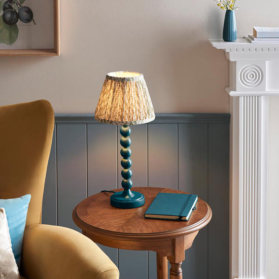 Higgledy And Leaf 20cm Herb Garden Green Shade Table Lamp With High Gloss Marlin Blue Base