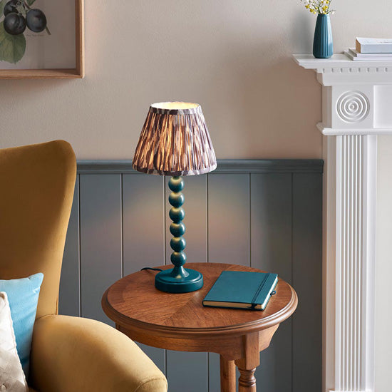 Higgledy And Ikat 20cm Pearl Grey Shade Table Lamp With High Gloss Marlin Blue Base