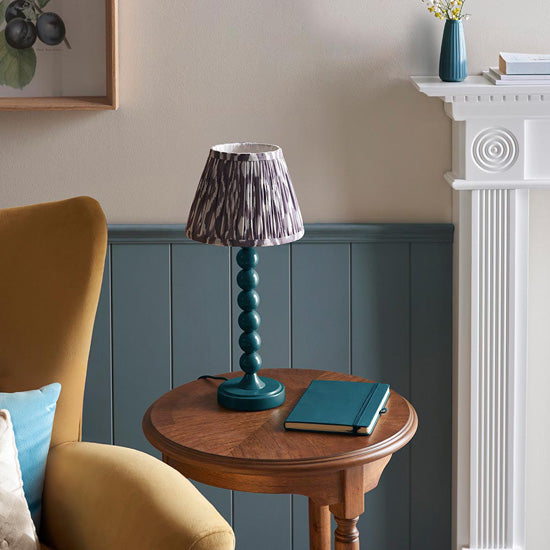 Higgledy And Ikat 20cm Pearl Grey Shade Table Lamp With High Gloss Marlin Blue Base