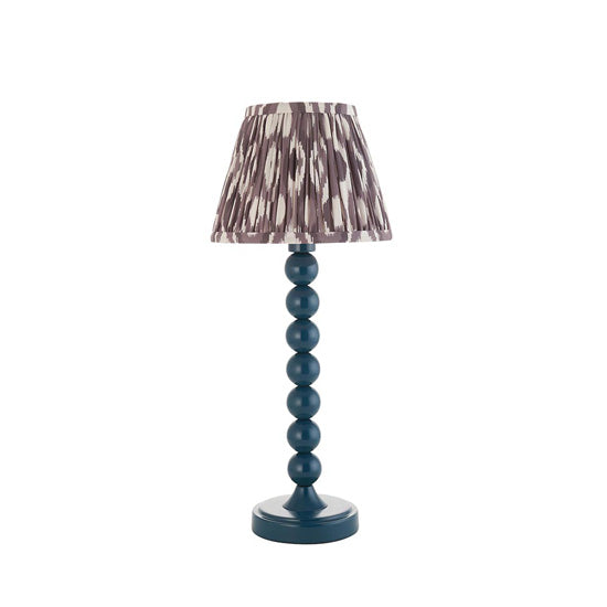 Higgledy And Ikat 20cm Pearl Grey Shade Table Lamp With High Gloss Marlin Blue Base