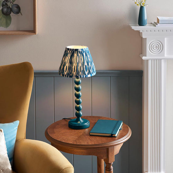 Higgledy And Ikat 20cm Marlin Blue Shade Table Lamp With High Gloss Marlin Blue Base