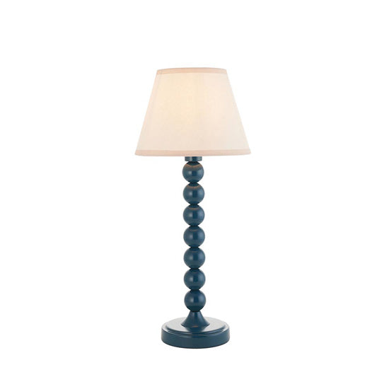 Higgledy And Ivy 20cm Vintage White Shade Table Lamp With High Gloss Marlin Blue Base