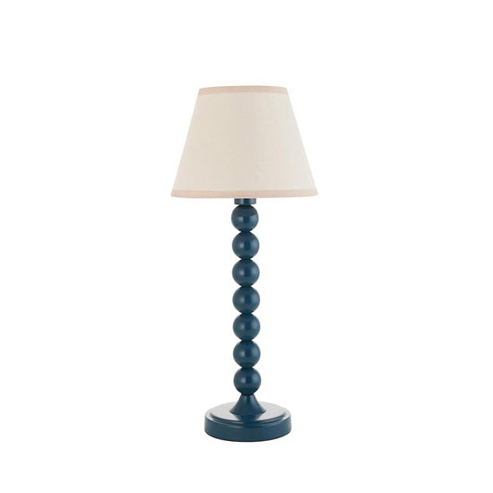 Higgledy And Ivy 20cm Vintage White Shade Table Lamp With High Gloss Marlin Blue Base