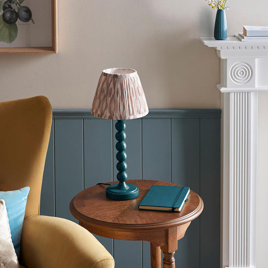 Higgledy And Ikat 20cm Neutral Shade Table Lamp With High Gloss Marlin Blue Base