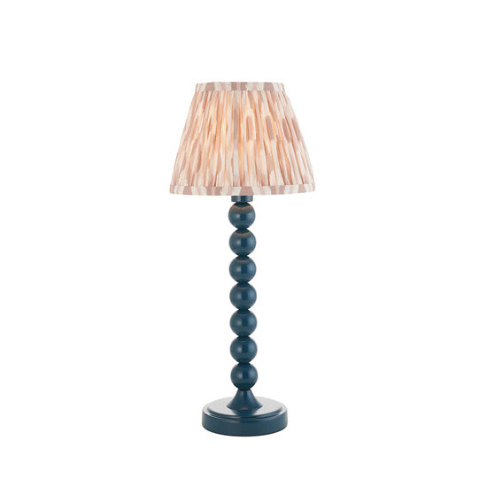 Higgledy And Ikat 20cm Neutral Shade Table Lamp With High Gloss Marlin Blue Base