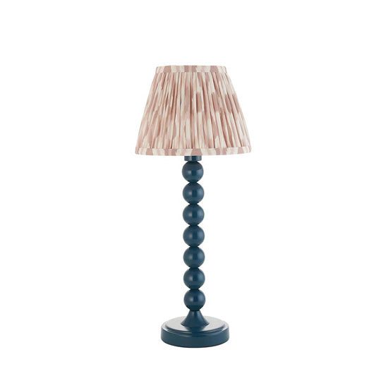 Higgledy And Ikat 20cm Neutral Shade Table Lamp With High Gloss Marlin Blue Base