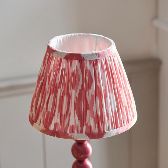 Higgledy And Ikat 20cm Coral Pink Shade Table Lamp With High Gloss Pink Clay Base