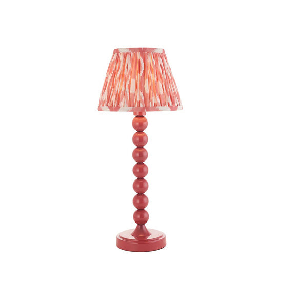 Higgledy And Ikat 20cm Coral Pink Shade Table Lamp With High Gloss Pink Clay Base