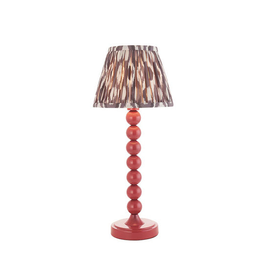 Higgledy And Ikat 20cm Pearl Grey Shade Table Lamp With High Gloss Pink Clay Base