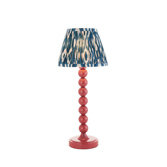 Higgledy And Ikat 20cm Marlin Blue Shade Table Lamp With High Gloss Pink Clay Base