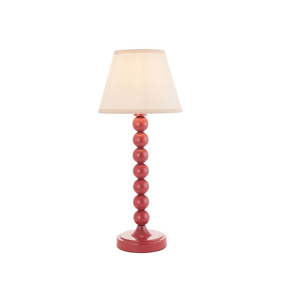 Higgledy And Ivy 20cm Vintage White Shade Table Lamp With High Gloss Pink Clay Base