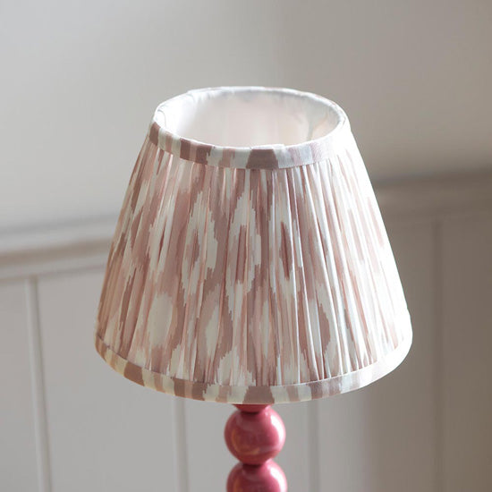 Higgledy And Ikat 20cm Neutral Shade Table Lamp With High Gloss Pink Clay Base