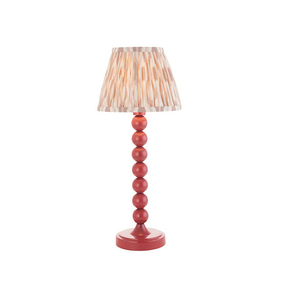 Higgledy And Ikat 20cm Neutral Shade Table Lamp With High Gloss Pink Clay Base