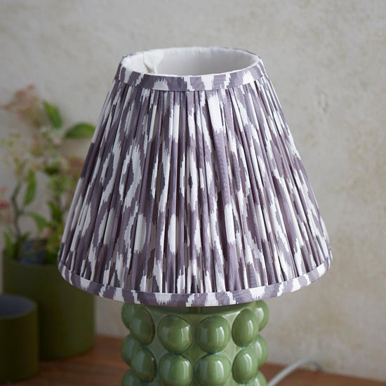 Bobble And Ikat 25cm Pearl Grey Fabric Shade Table Lamp In Olive Green Bobble Ceramic Base