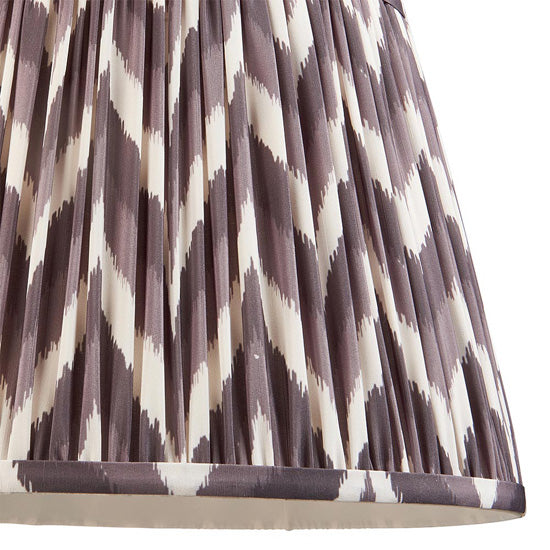 Bobble And Zigzag 35cm Pearl Grey Fabric Shade Table Lamp In Gloss White Ceramic Base