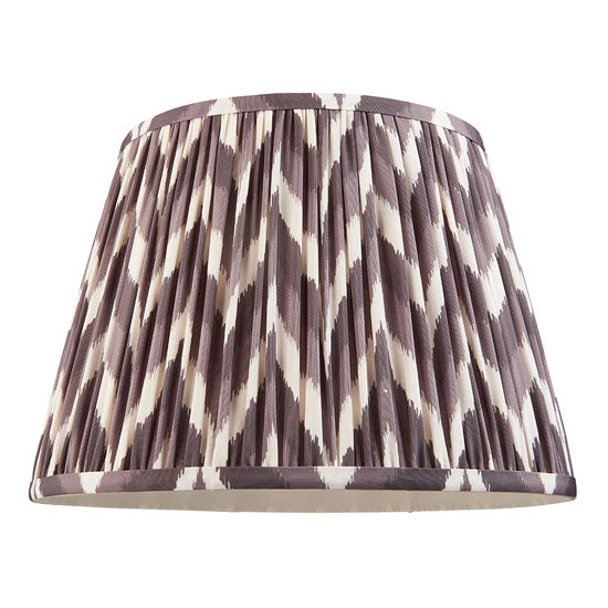 Bobble And Zigzag 35cm Pearl Grey Fabric Shade Table Lamp In Gloss White Ceramic Base