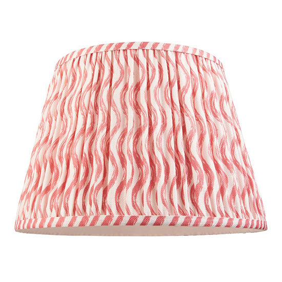 Bobble And Ripple 35cm Coral Pink Fabric Shade Table Lamp In Gloss White Ceramic Base