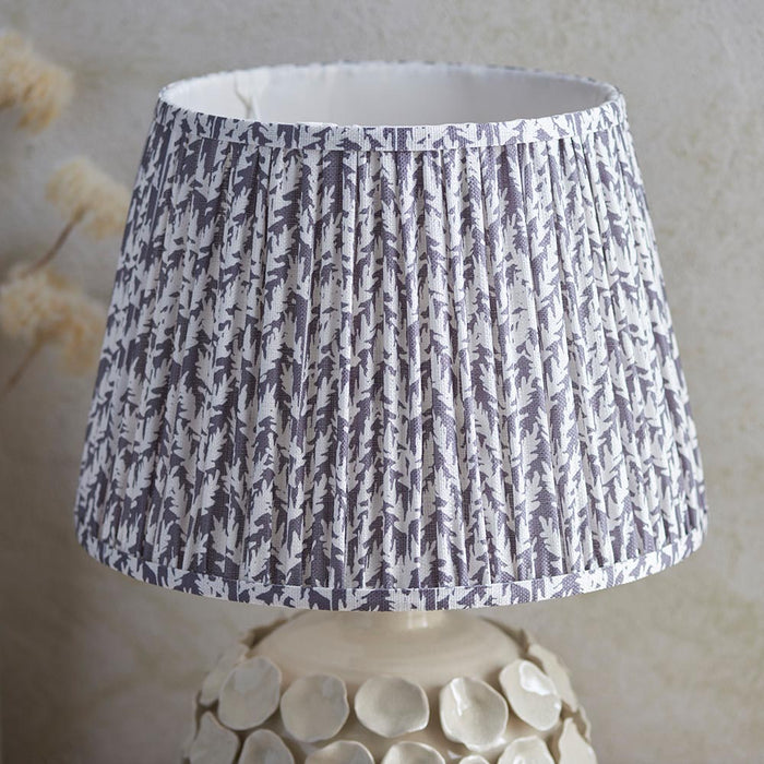 Borello And Leaf 35cm Pearl Grey Shade Table Lamp With Ivory Crackle Ceramic Base