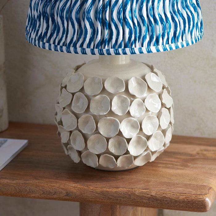 Borello And Ripple 35cm Marlin Blue Shade Table Lamp With Ivory Crackle Ceramic Base