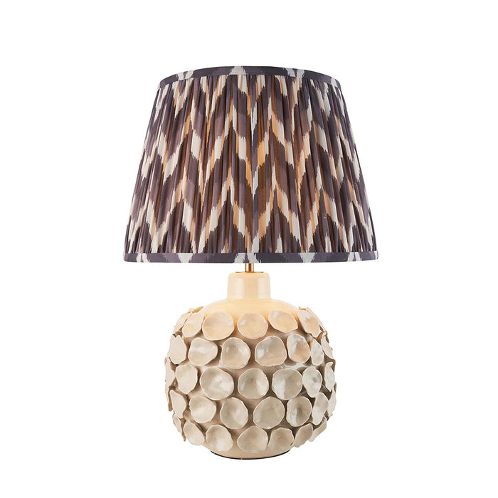 Borello And Zigzag 35cm Pearl Grey Shade Table Lamp With Ivory Crackle Ceramic Base