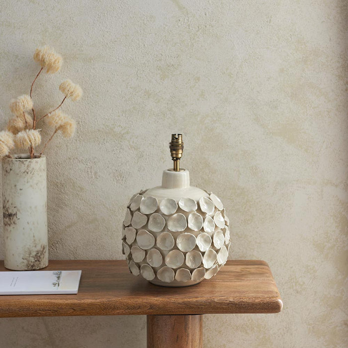 Borello And Raffia 32cm Natural Raffia Shade Table Lamp With Ivory Crackle Ceramic Base