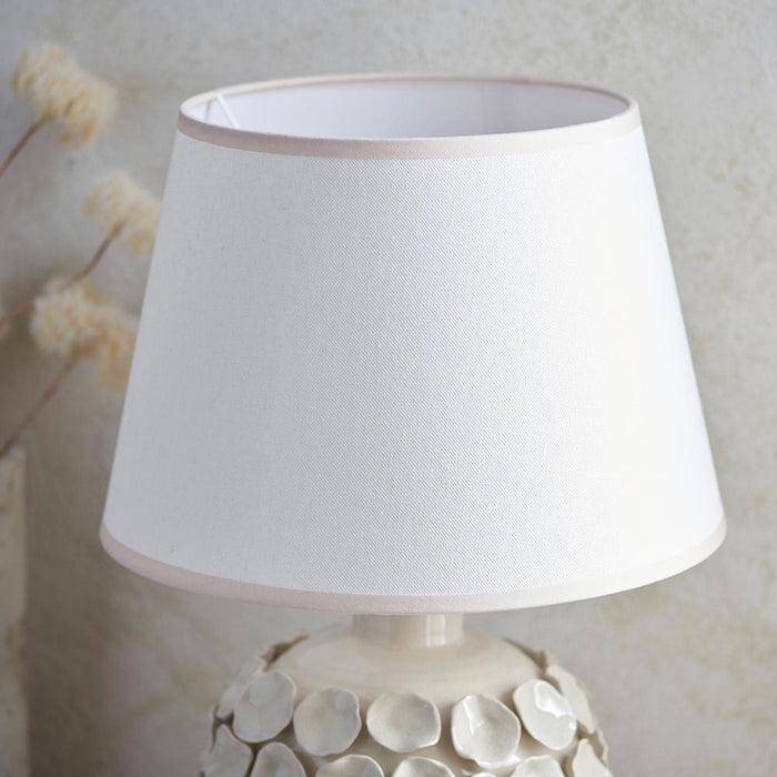 Borello And Ivy 35cm Pearl Grey Shade Table Lamp With Ivory Crackle Ceramic Base