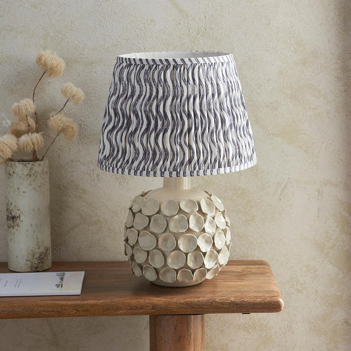 Borello And Ripple 35cm Pearl Grey Shade Table Lamp With Ivory Crackle Ceramic Base