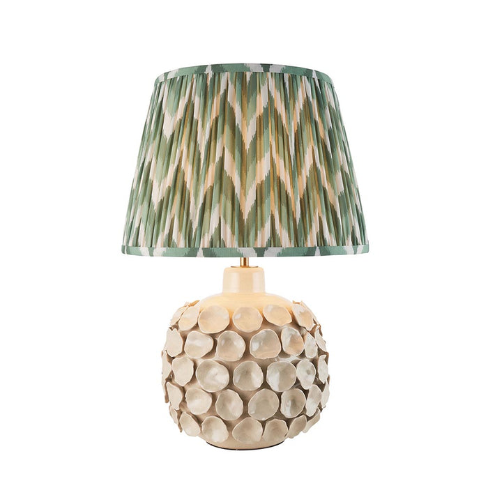 Borello And Zigzag 35cm Cotswold Green Shade Table Lamp With Ivory Crackle Ceramic Base