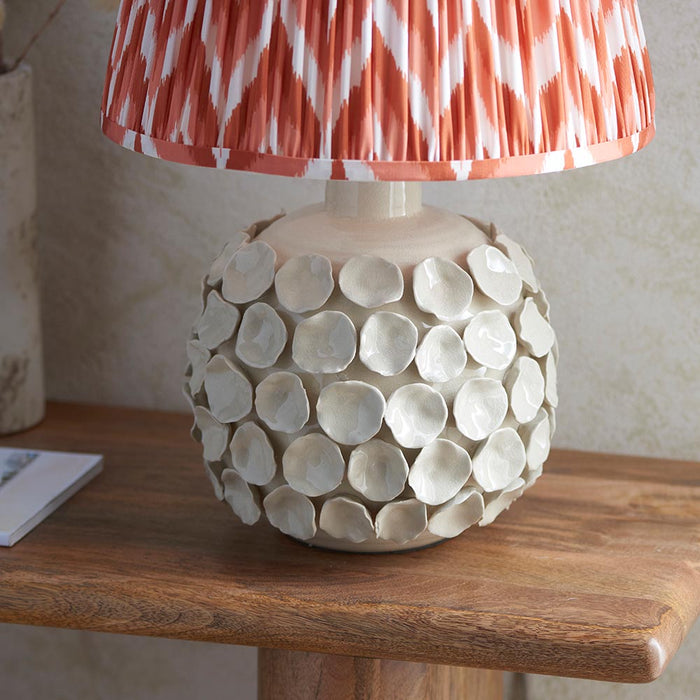 Borello And Zigzag 35cm Apricot Orange Shade Table Lamp With Ivory Crackle Ceramic Base