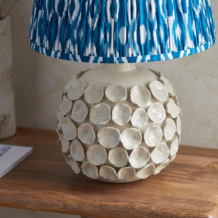 Borello And Ikat 35cm Marlin Blue Shade Table Lamp With Ivory Crackle Ceramic Base