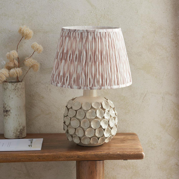 Borello And Ikat 35cm Neutral Shade Table Lamp With Ivory Crackle Ceramic Base