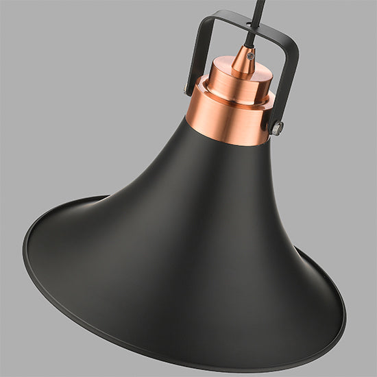 Anerley Ceiling Pendant Light In Matt Black And Copper