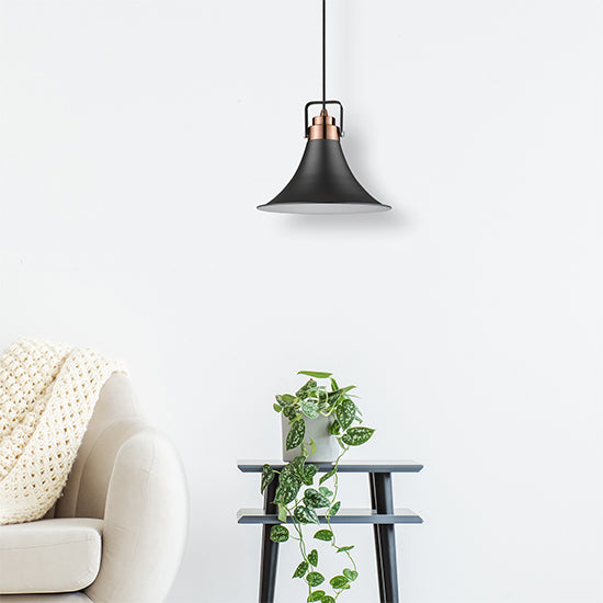 Anerley Ceiling Pendant Light In Matt Black And Copper