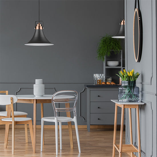 Anerley Ceiling Pendant Light In Matt Black And Copper