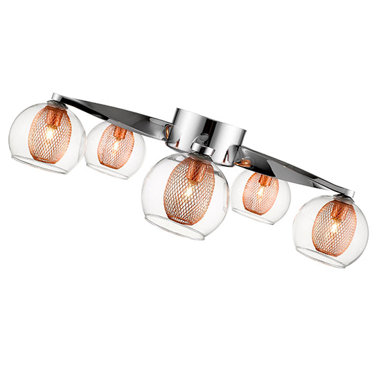 Canonbury 5 Bulbs Flush Ceiling Light In Copper