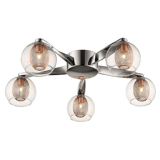 Canonbury 5 Bulbs Flush Ceiling Light In Copper