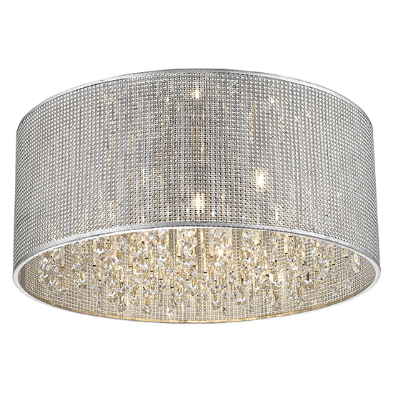 Crystal 6 Bulbs Palace Flush Ceiling Light In Chrome And Sliver