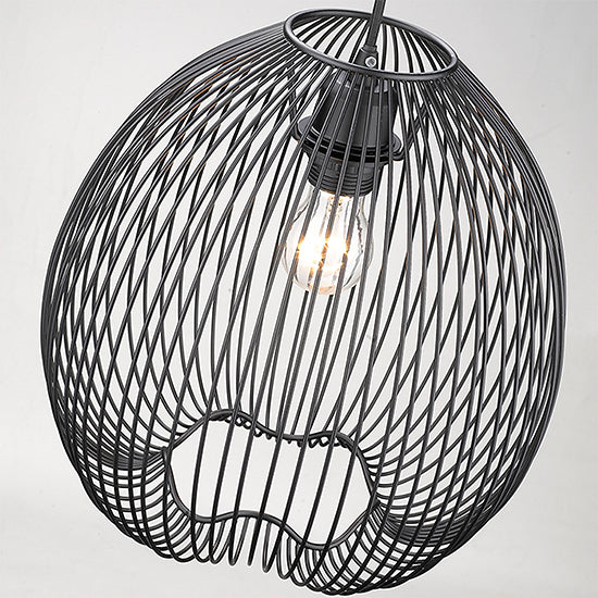 Dollis 1 Bulb Wire Birdcage Effect Ceiling Pendant Light In Matt Black