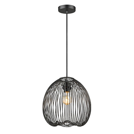 Dollis 1 Bulb Wire Birdcage Effect Ceiling Pendant Light In Matt Black