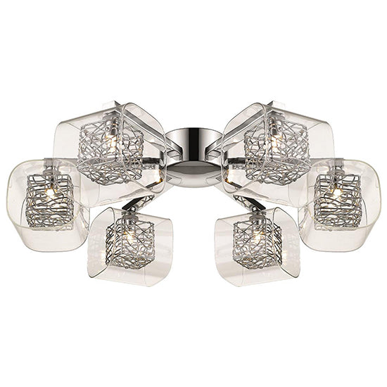 Holland 6 Clear Glass Shade Bulbs Flush Ceiling Light In Chrome