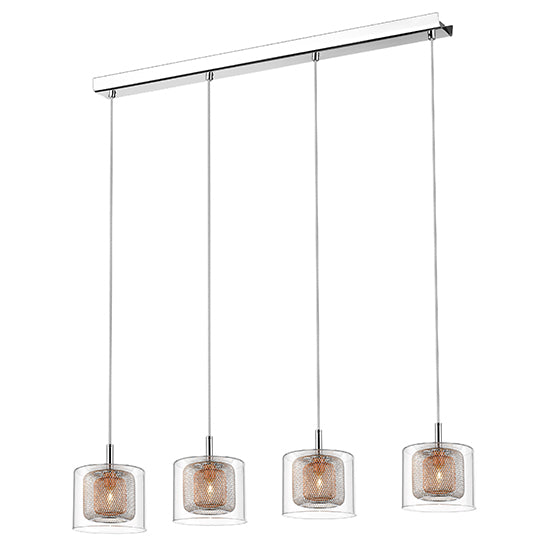 Lewisham 4 Glass Shade Bulbs Decorative Ceiling Pendant Light In Copper