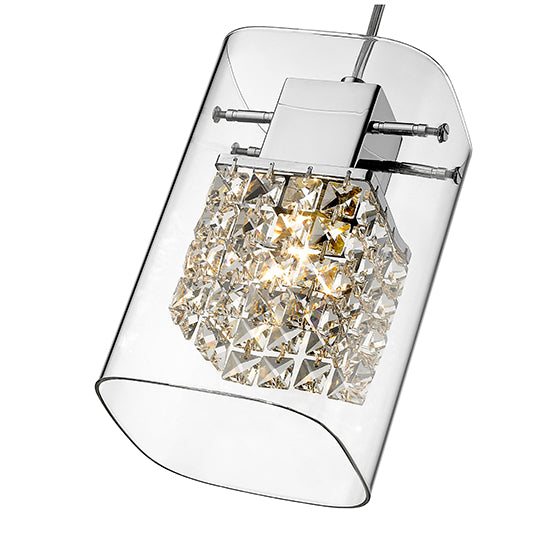 Leyton 1 Clear Glass Cube Bulb Decorative Ceiling Pendant Light In Chrome