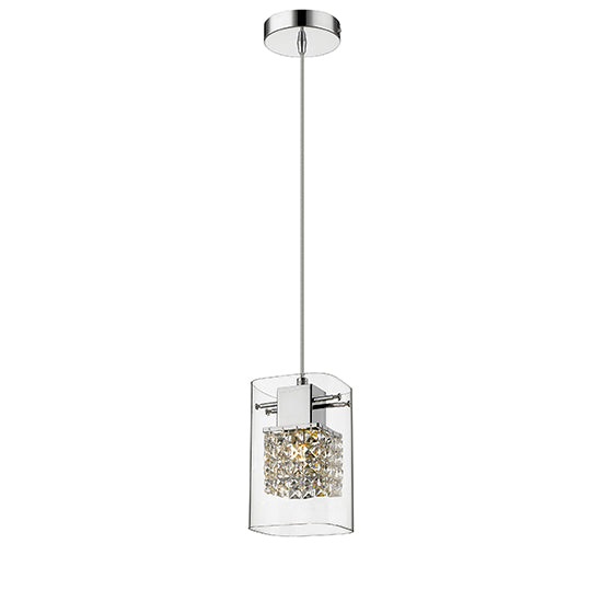 Leyton 1 Clear Glass Cube Bulb Decorative Ceiling Pendant Light In Chrome