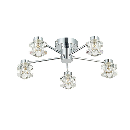 Wakefield 5 Bulbs Decorative Flush Ceiling Light In Chrome