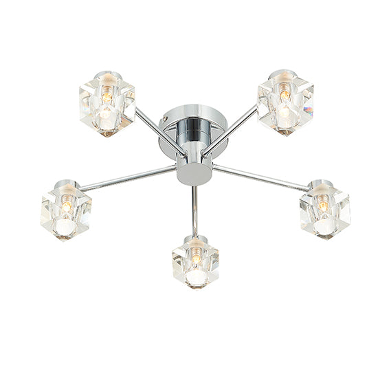 Wakefield 5 Bulbs Decorative Flush Ceiling Light In Chrome