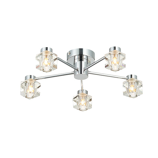 Wakefield 5 Bulbs Decorative Flush Ceiling Light In Chrome