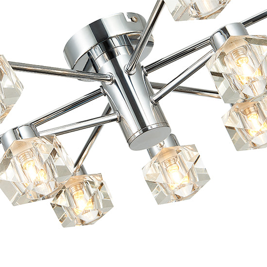 Wakefield 9 Bulbs Decorative Flush Ceiling Light In Chrome